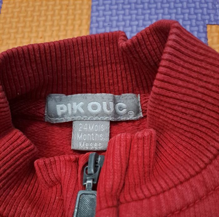 Veste zippée rouge, pikouic, taille 24 mois (92 cm) - photo numéro 3