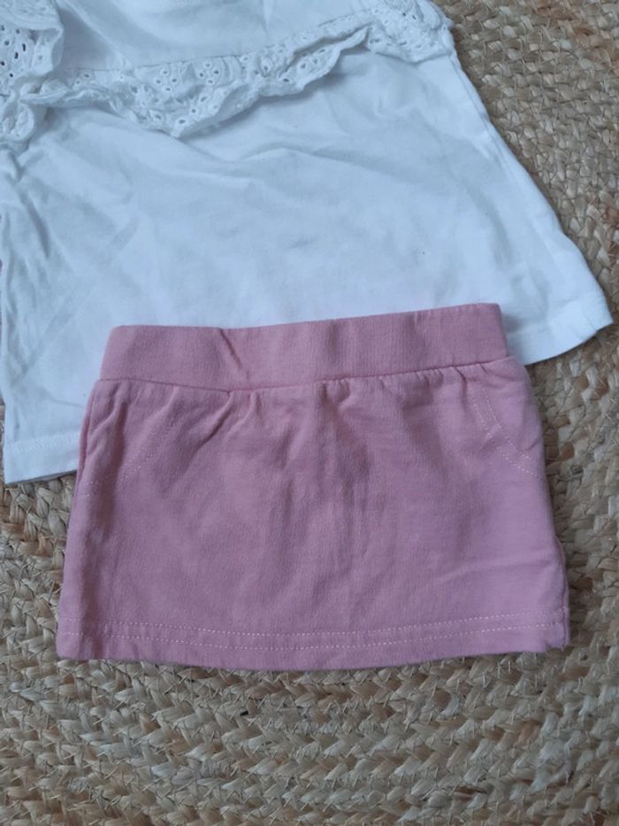 Tenue haut blanc et jupe rose 3 mois - photo numéro 2