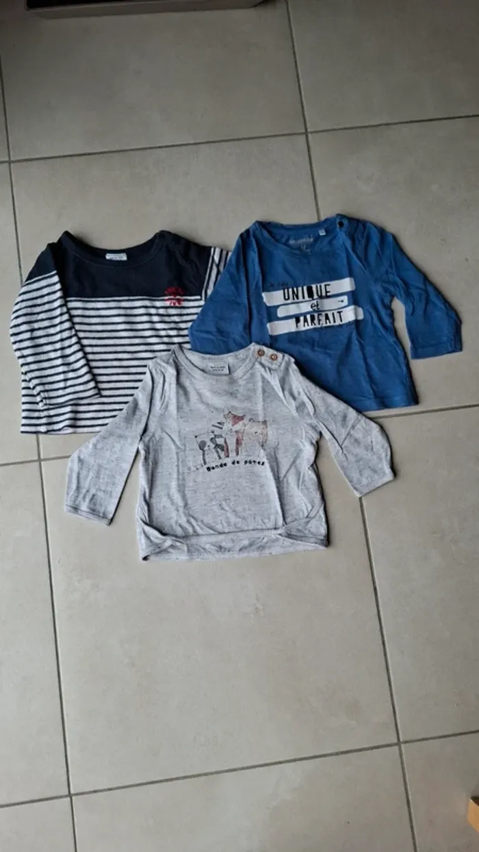 Lot 3 tee-shirts manches longues 12 mois
