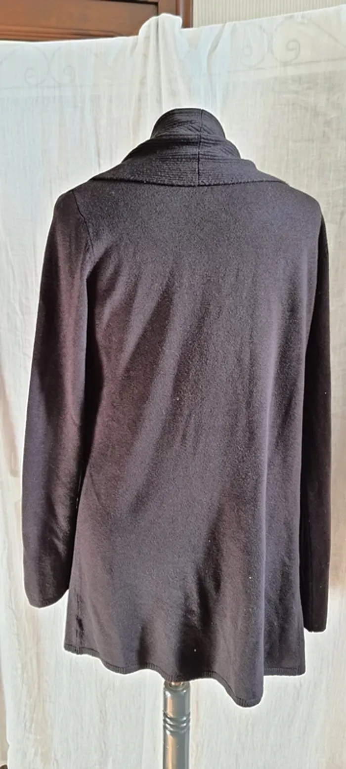 Gilet femme grand col marron foncé GEMO Taille M - photo numéro 5