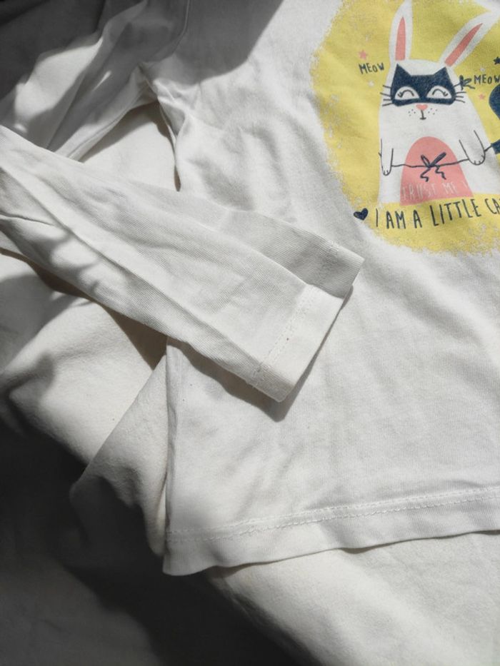 T-shirt manches longues lapin chat 4 ans coton bio - photo numéro 3