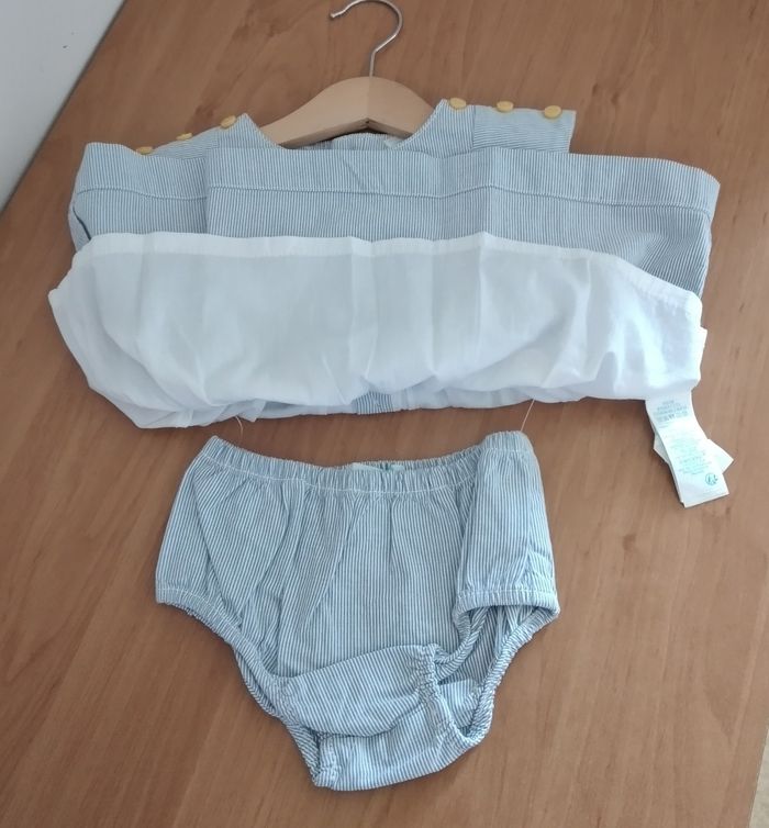 Ensemble Robe sans manches + Culotte 3 mois fille Neuve avec étiquette  Obaïbi - photo numéro 3