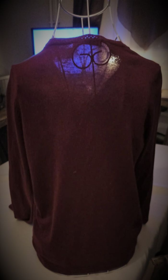 CARDIGAN FIN Bordeaux/Lie de Vin | Laine Mélangée | Classique & Chic - photo numéro 5