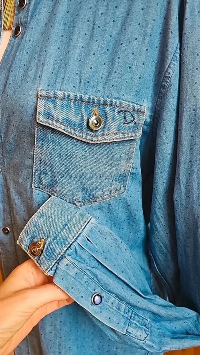 Chemise vintage denim coton et jeans - photo numéro 2