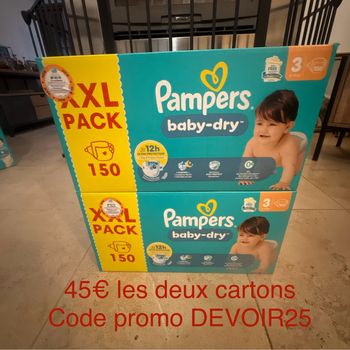 2 cartons Pampers T3 à 45€ avec code promo