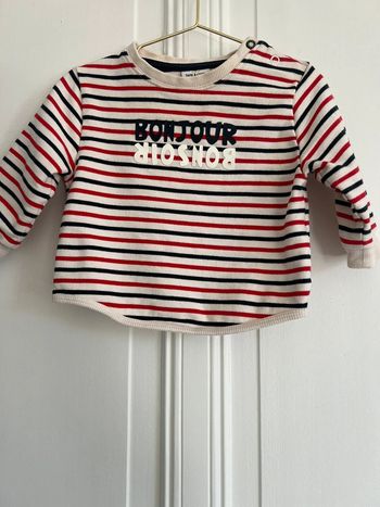Sweat TAO 6 mois rayé rouge et marine