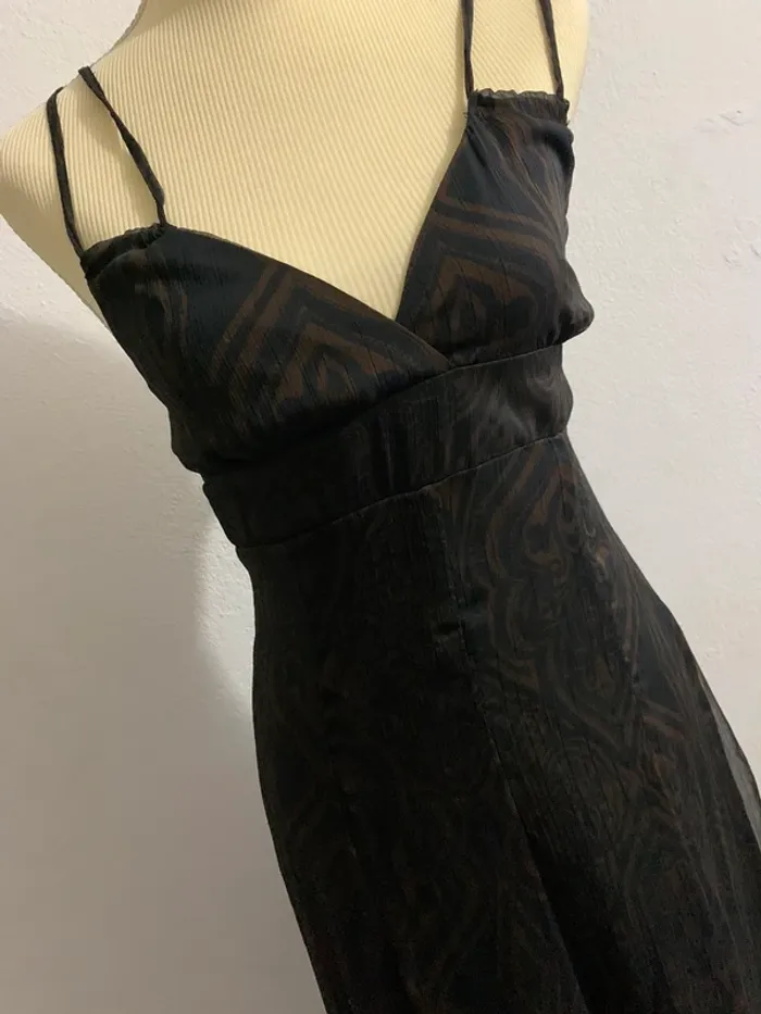 Robe longue fluide Camaïeu XS – Noir & Marron - photo numéro 2