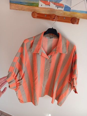 Chemise  à bande orange coton taille L XL
