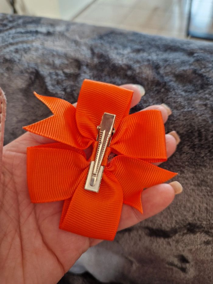 Pince crocodile barrette cheveux bébé enfant fille orange - photo numéro 2