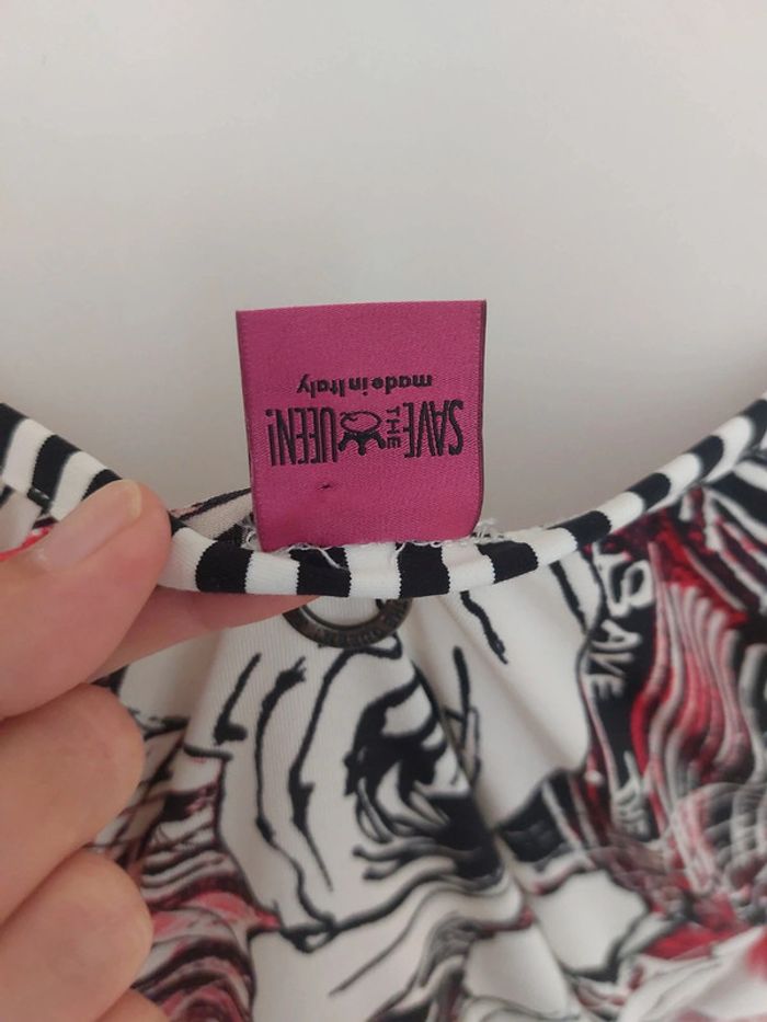 Haut fluide imprimé noir et rose - photo numéro 7