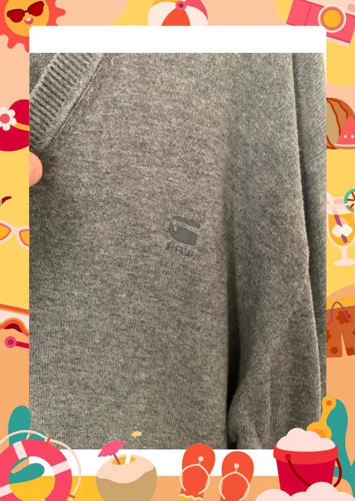Pull G Star raw très fin manche longue col en V - photo numéro 2