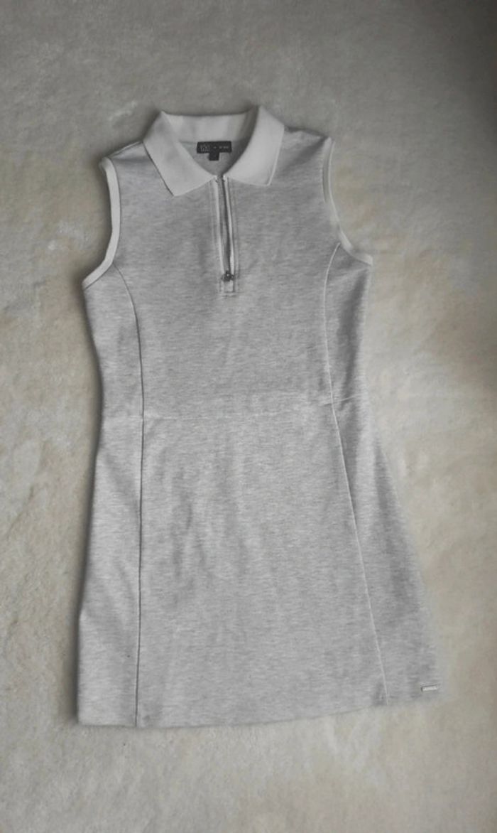 Petite robe Polo grise col blanc sans manches Way by IKKS XS zip décolleté - photo numéro 3
