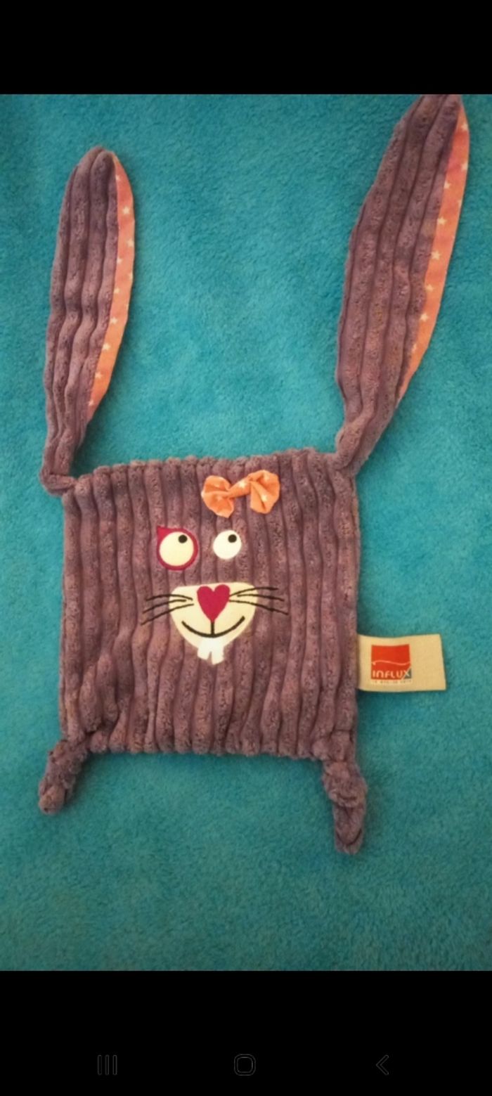 Doudou carré lapin violet - étoiles- Influx