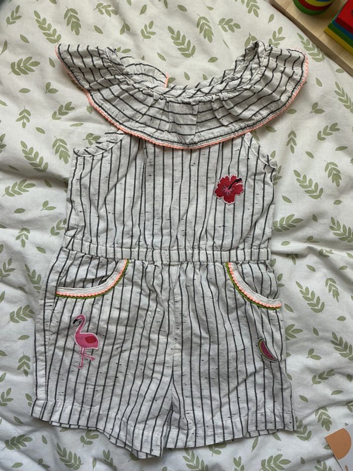 combishort blanc rayé gris 12 mois orchestra - photo numéro 3