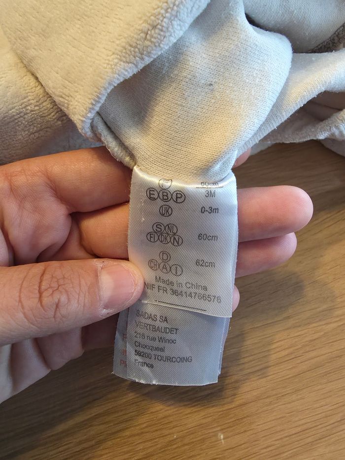 Pyjama velours une pièce 3 mois - photo numéro 5