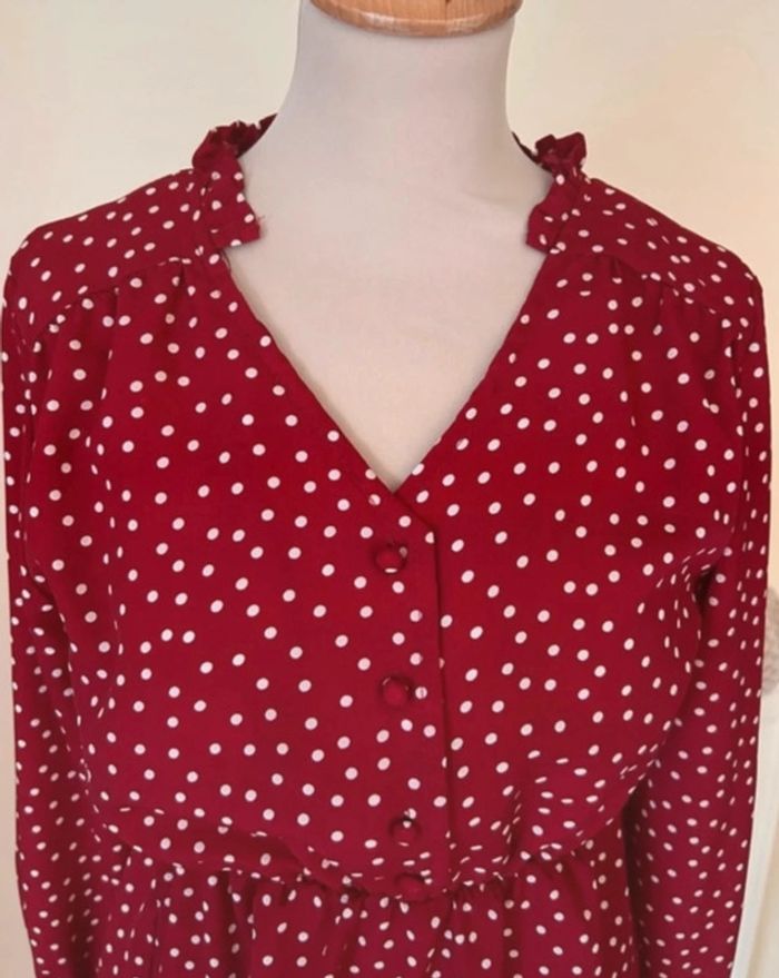 Robe à pois, rouge et blanche, Shein - photo numéro 2