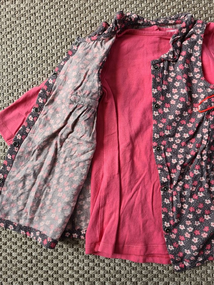 Robe blouse rose motif fleurs - 12 mois - photo numéro 9