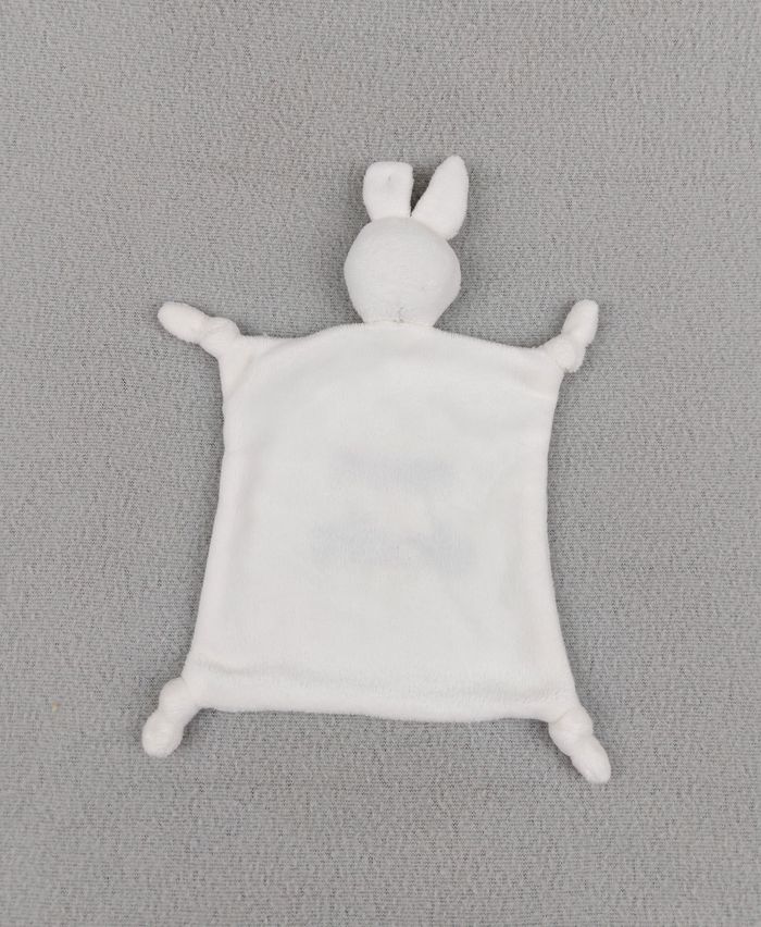 Doudou lapin plat carré blanc brodé mon Dodie bleu TBE - Etiquette coupée - photo numéro 2