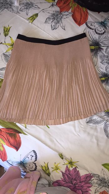 Jupe taille haute plissée rose poudrée