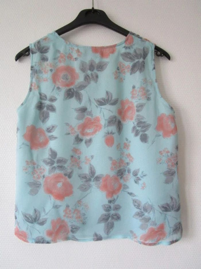 Blouse turquoise fleurs corail Jac Jac 38 NEUVE - photo numéro 9