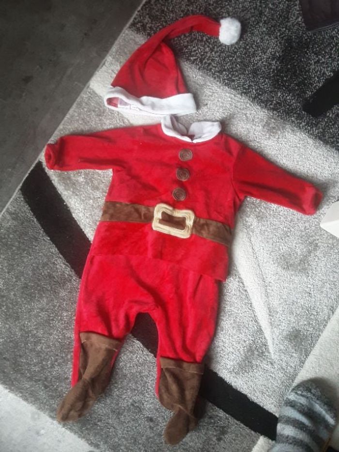 Grenouillère père Noël et son bonnet,  redoute,  6 mois