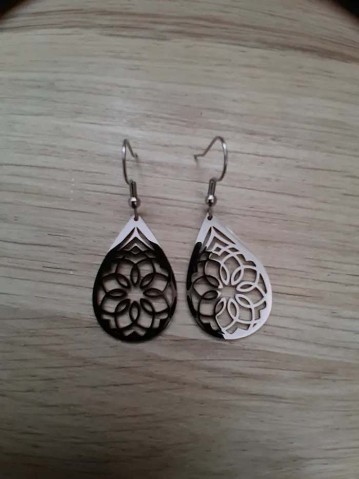 Boucles d'oreilles pendantes inspirées de la série Vikings,argentées, n°1