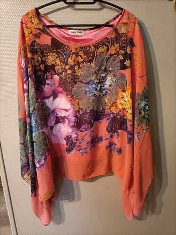 Tshirt rose fleuri doublé style cape