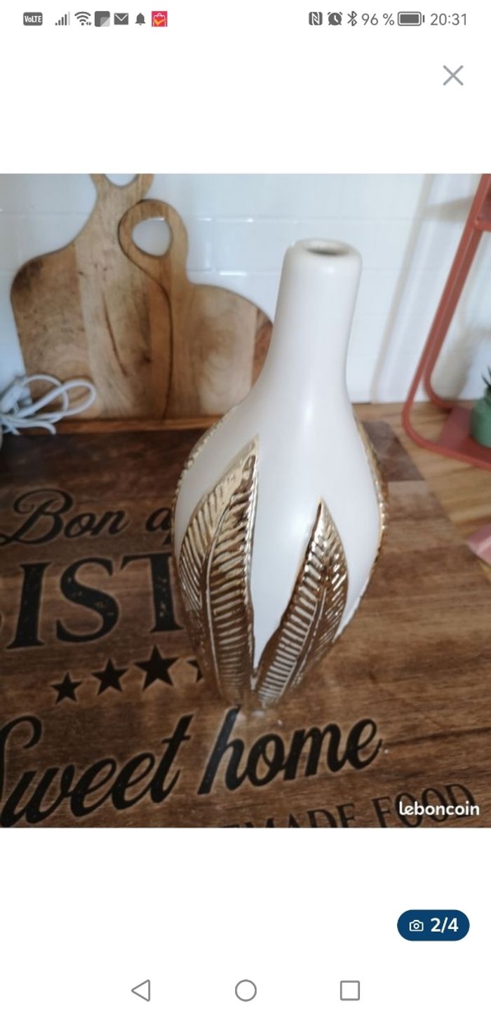 Vase blanc doré en céramique - photo numéro 2