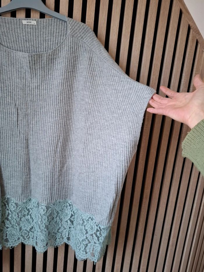 Poncho/cape avec laine bohème hippie chic romantique T unique - photo numéro 3