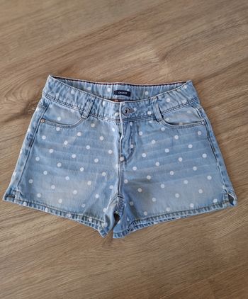 Short en jean bleu clair à pois blancs Okaïdi 12 ans