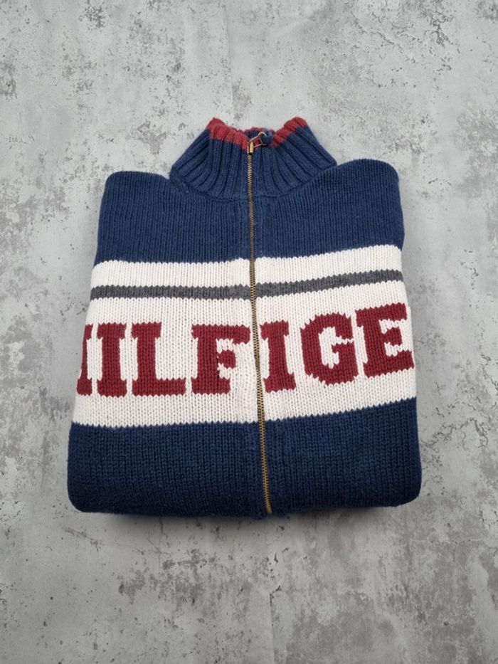 Veste zippée épaisse Tommy Hilfiger bleu marine – Taille L Homme (mesures en photos) - photo numéro 2