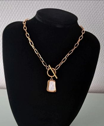 Collier breloque nacré acier inoxydable