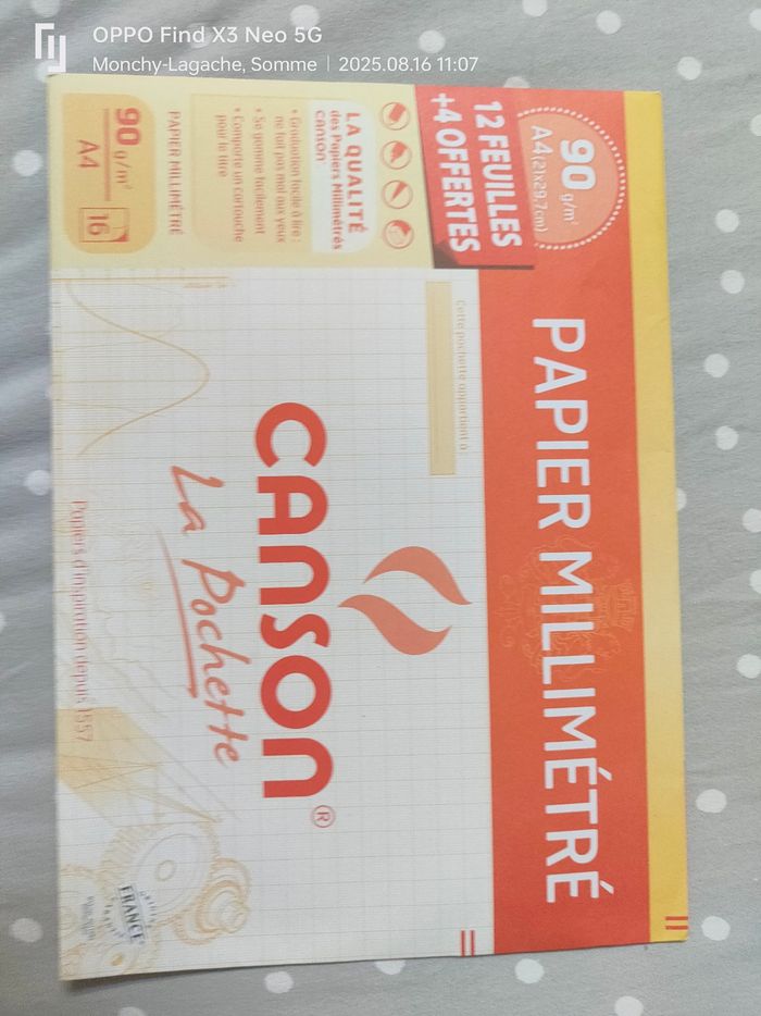 Papier millimétré canson pochette x16 feuilles 90g/M2 A4 21x29,7cm Réduction jusqu'à -70%