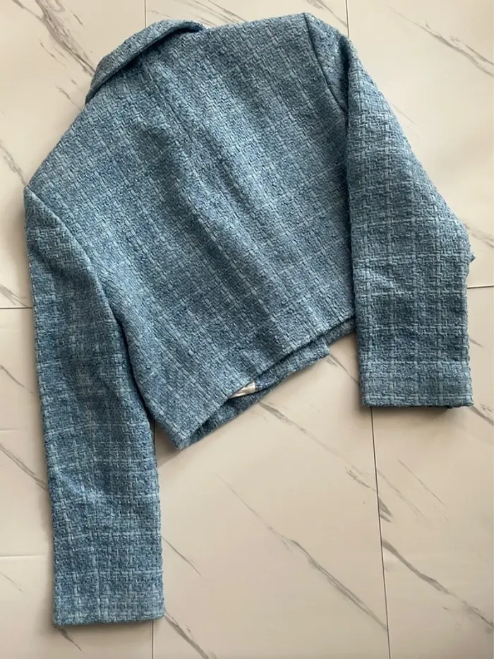 Zara Veste blazer tailleur cropped tweed taille M - photo numéro 7