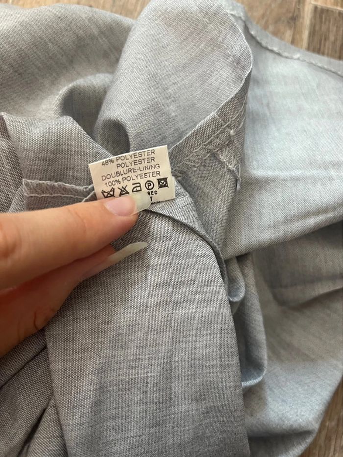 Chemise sans manches, gris clair chiné, bouton argenté, LA CITY, taille 2, fabriqué en France - photo numéro 7