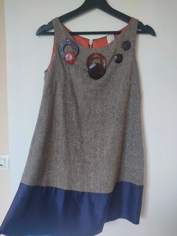 Robe mi-longue XS 100% soie fait main et brodé Ella Luna Vintage