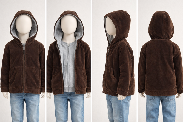 Veste enfant Kiabi Kids – Velours marron doublée, capuche