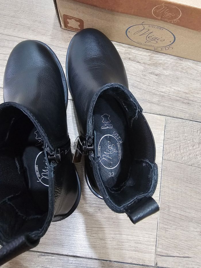 Magnifiques bottines fille en cuir,  noir, pointure 32, marque mégis,  neuves - photo numéro 5