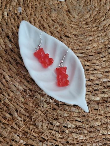 Boucles d'oreilles rouge haribo