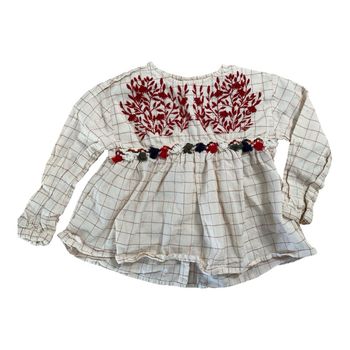 Zara Blouse crème/bordeaux Taille 18/24 mois