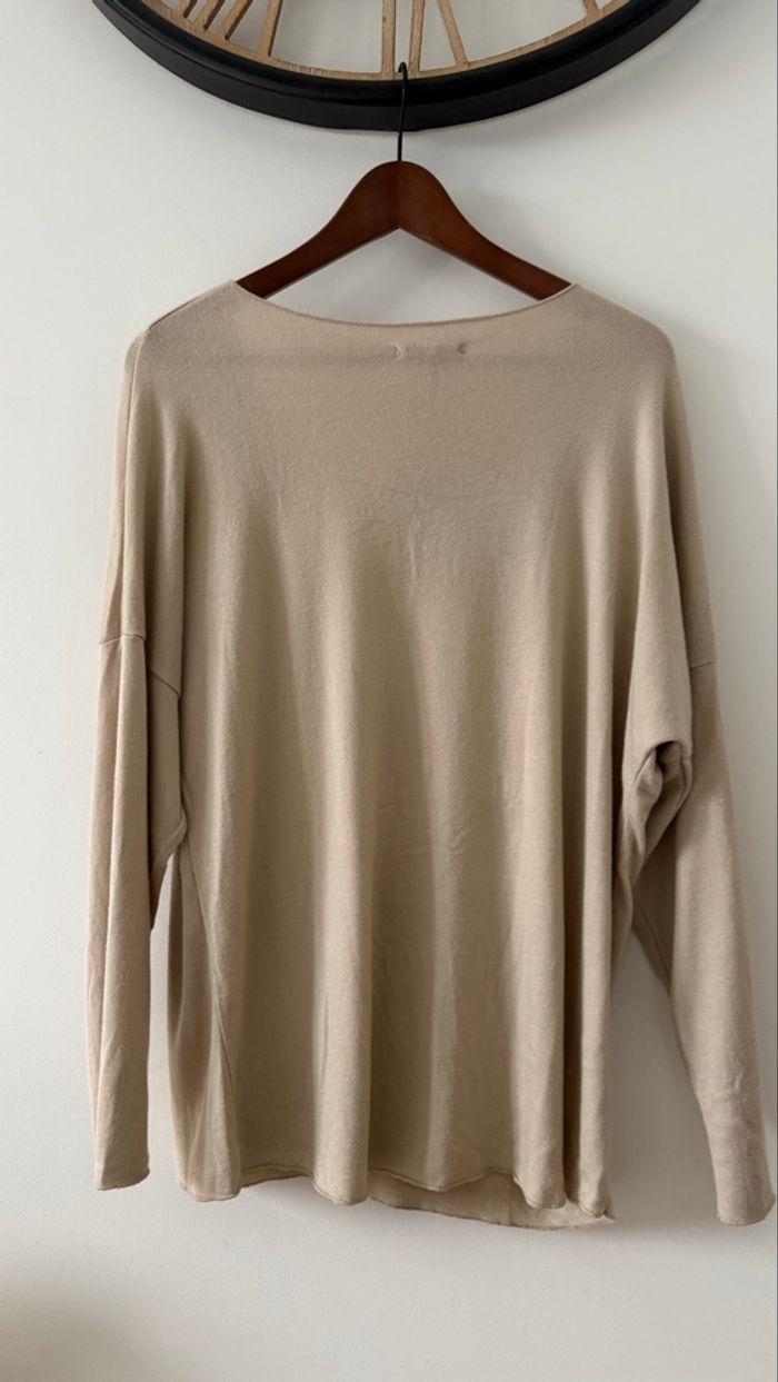 Pull col V cœur léopard amour doré TU - photo numéro 2