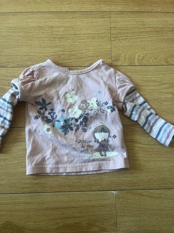 t shirt manches longues bébé fille 6 mois rose motif floral mignon confortable pratique quotidien
