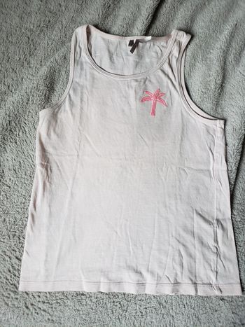 Débardeur rose motif palmier taille 12 ans