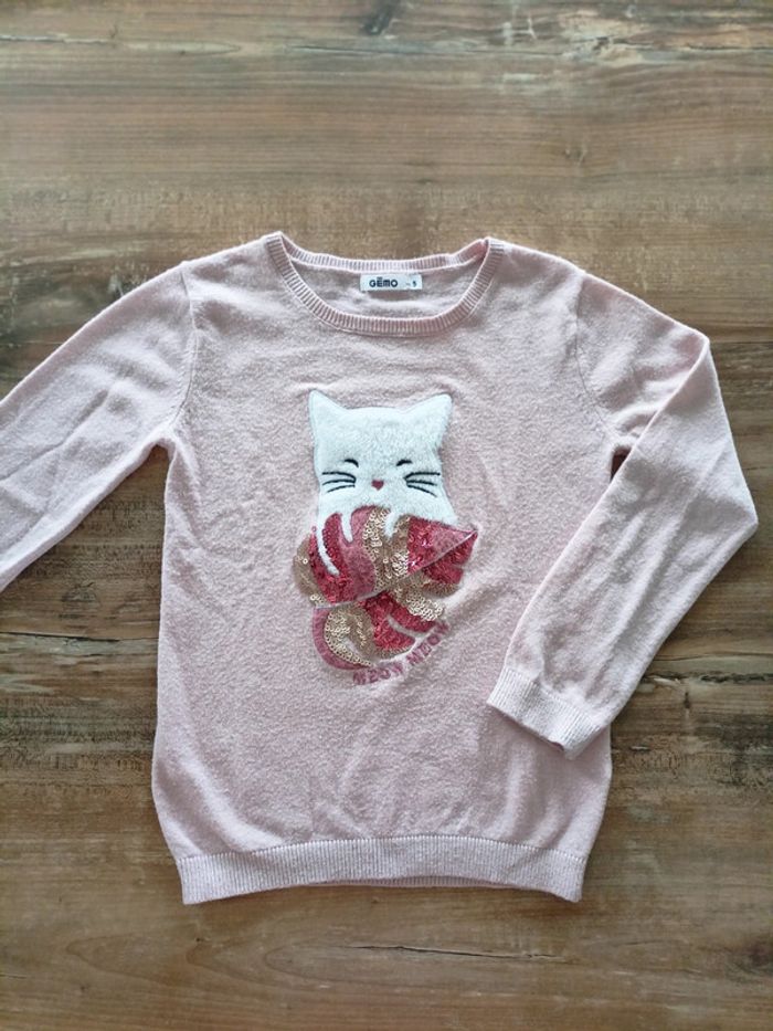Pull fin rose chat 5 ans