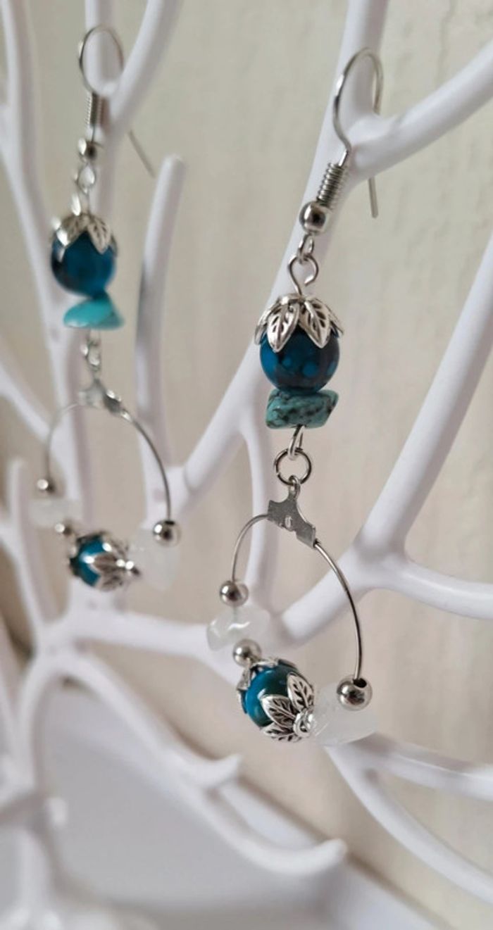 Boucles d'oreilles artisanales "Évasion Turquoise" - photo numéro 3