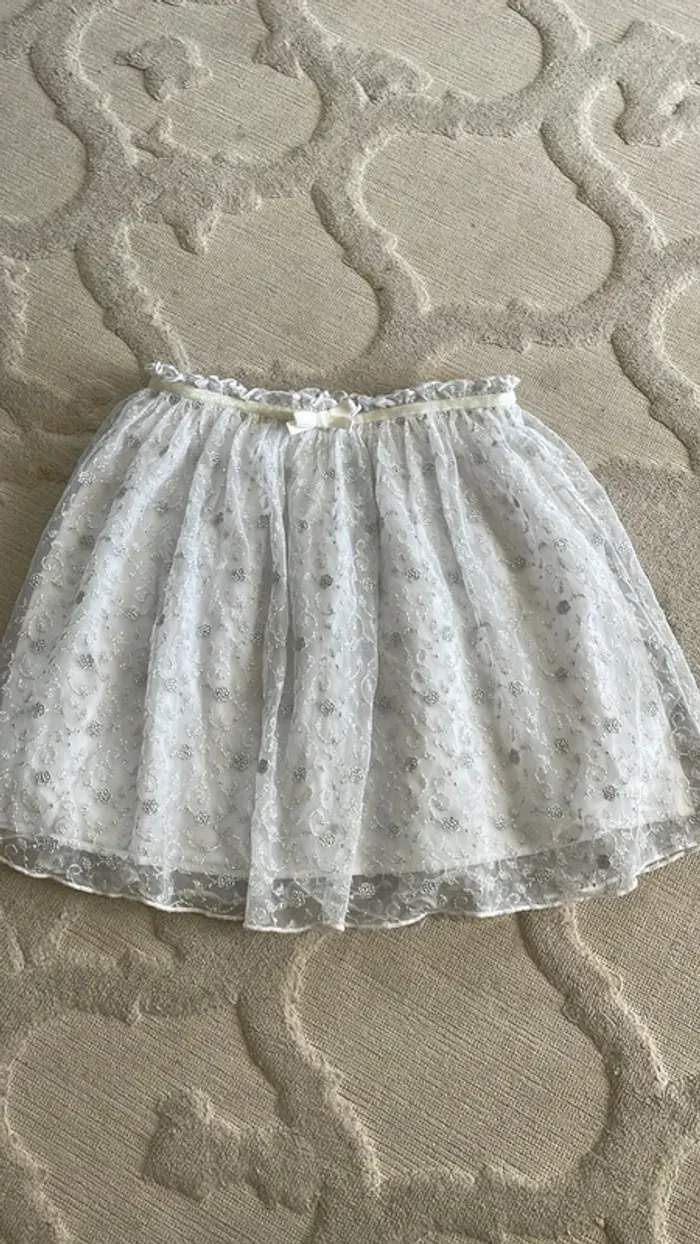Jupe blanche à paillettes – Benetton – Taille 10-11 ans / 150 cm