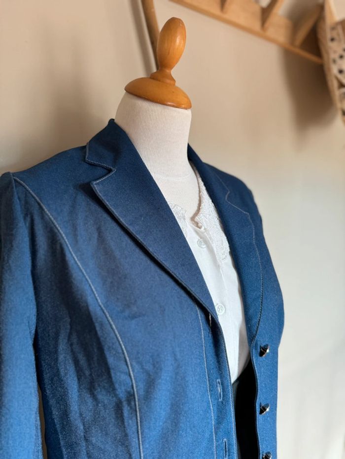 Surchemise Veste Bleu Epaisse Vintage Karting Années 80 90 - photo numéro 3