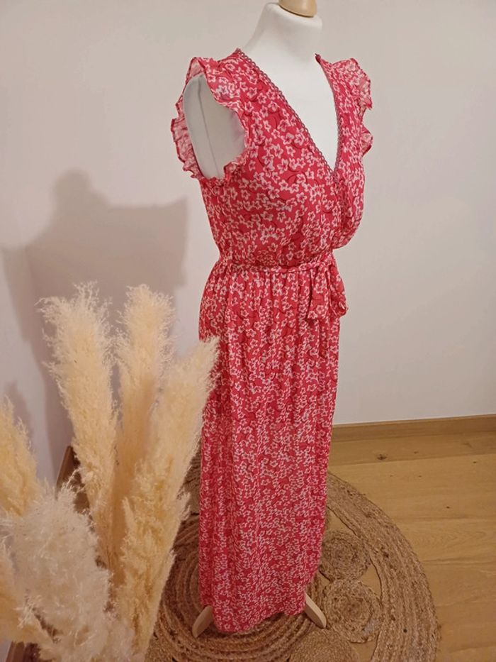 Robe longue rose cache-coeur Fleurie Maëlle taille S 36