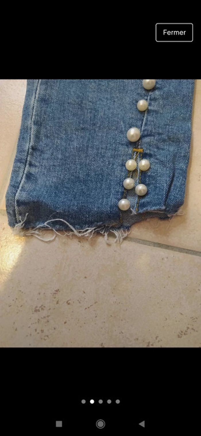 Jean zara perlé slim - taille 36 - photo numéro 3