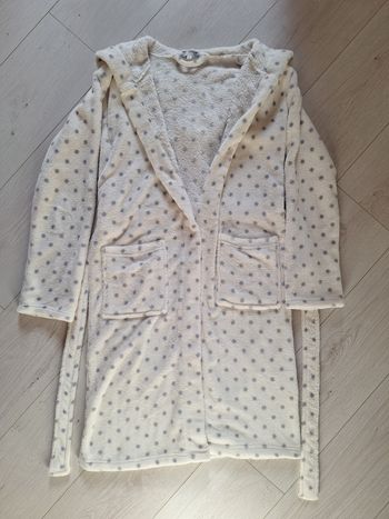 Peignoir blanc à pois gris La Halle